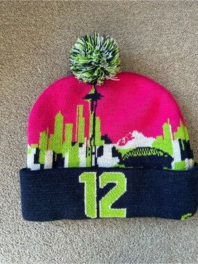 Seattle Seahawks Knit Beanie / Toque – Pink Skyline Blue Green #12 Fan